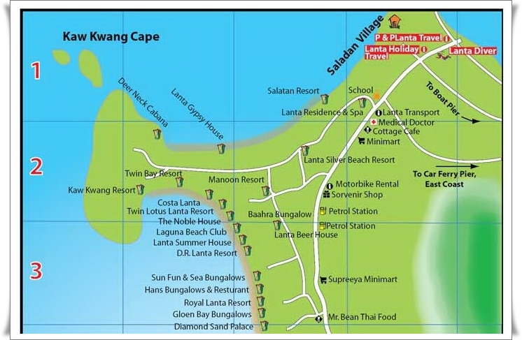 Kor Kwang Beach Map