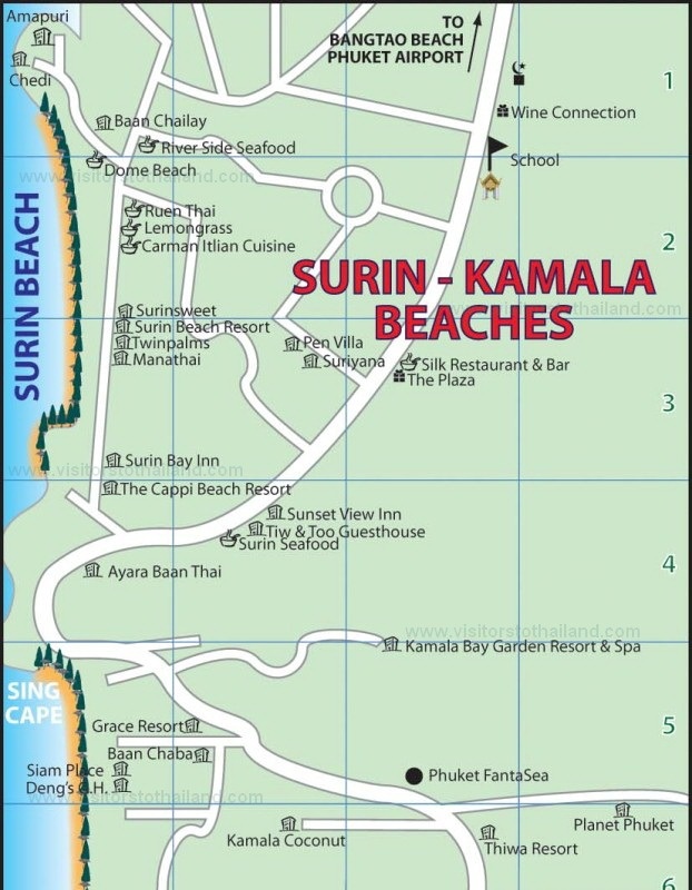 Surin and Kamala Beach Map