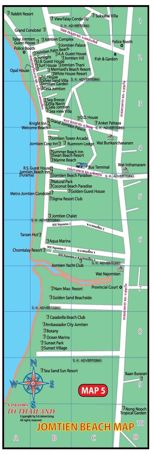 Jomtien Beach Map