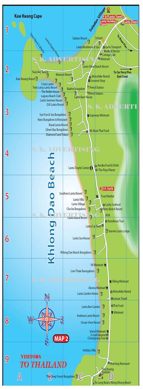 Khlong Dao Beach Map