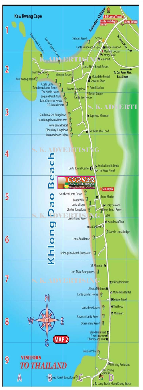 Khlong Dao Beach Map