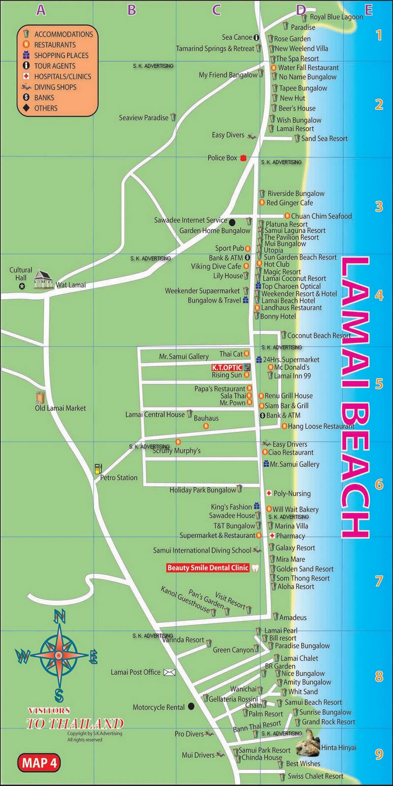 Lamai Beach Map