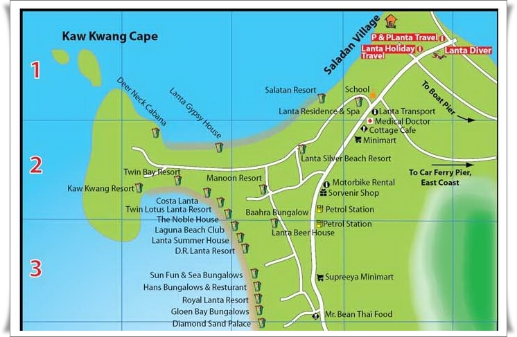 Kho Kwang Beach (Twin Bay) Map