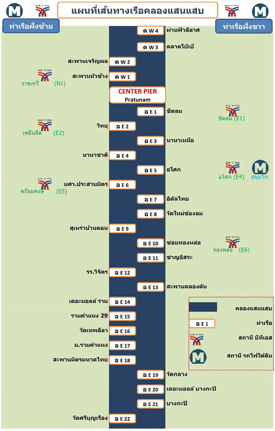 Saen Saeb Canal Boat Route Map