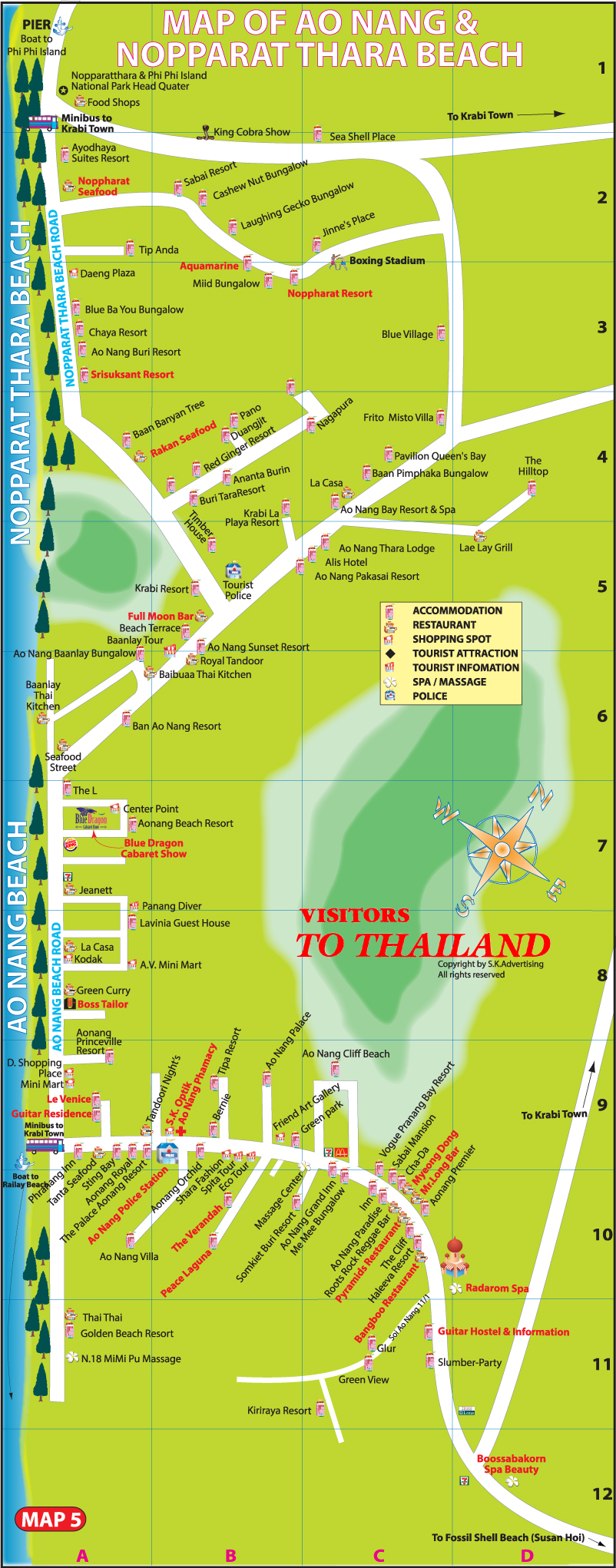 Ao Nang & Noppharathara Beaches Map